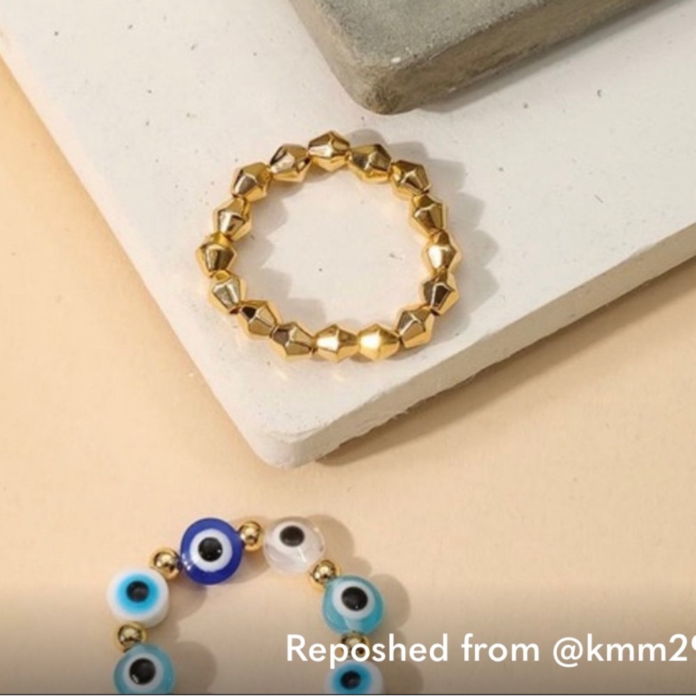Evil Eye Beaded Ring Set of 2